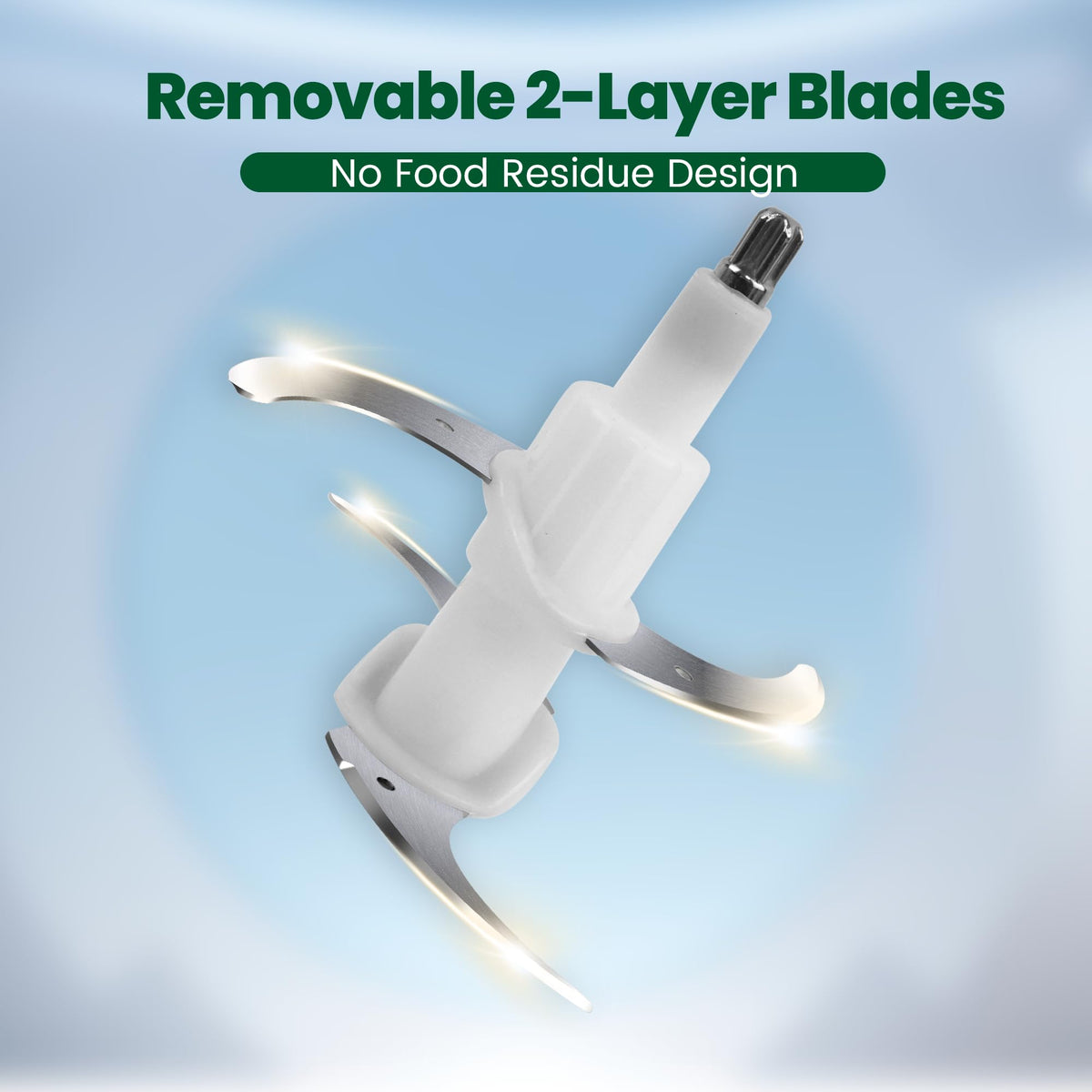 BUMET four sharp blades ensure efficient mincing for hard and soft ingredients.