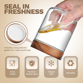 Bumobum acacia wood lid airtight seal preserves freshness and adds natural elegance.