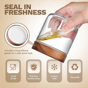 Bumobum acacia wood lid close-up showing natural grain and durable seal.