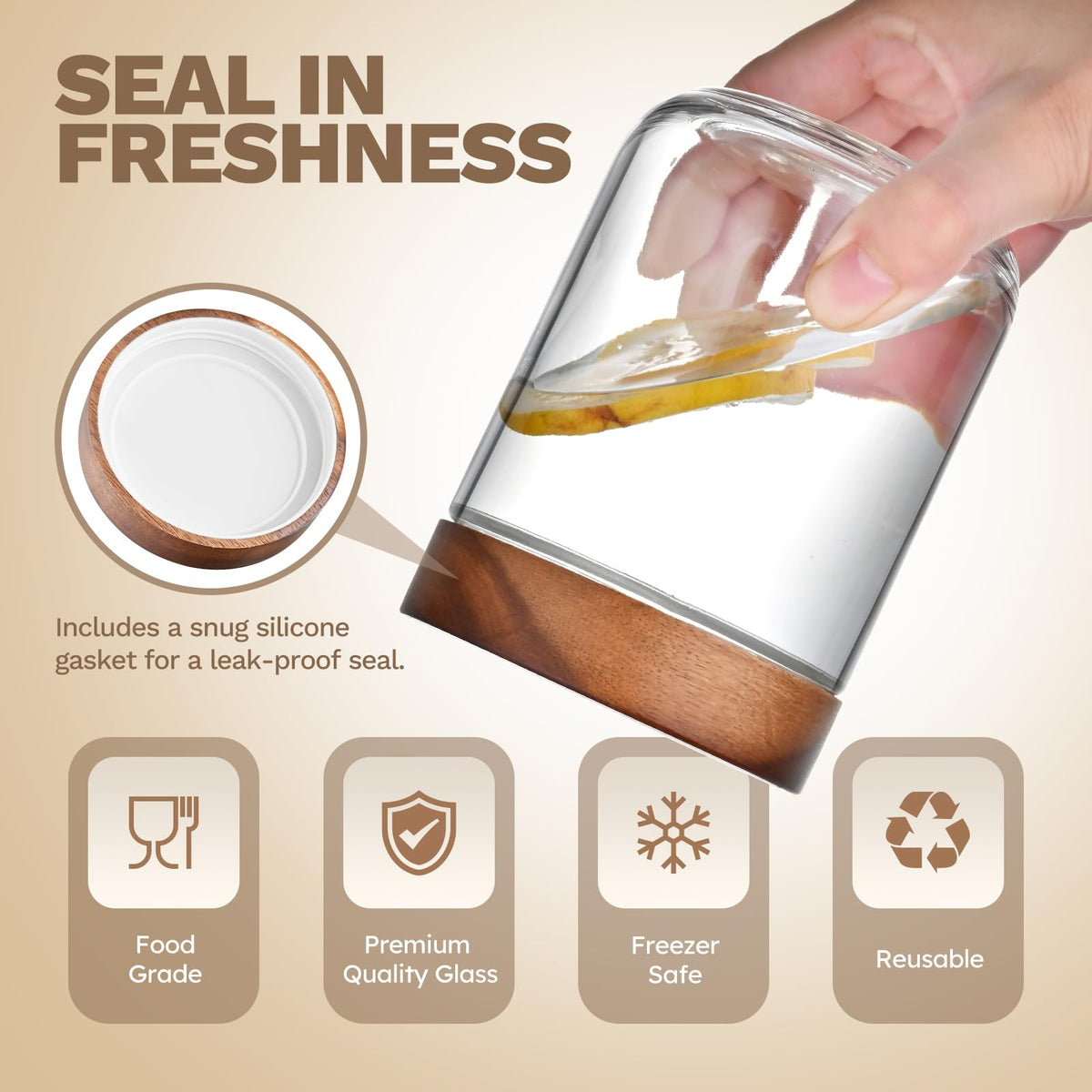Bumobum acacia wood lid on jar adds warm aesthetic and durability