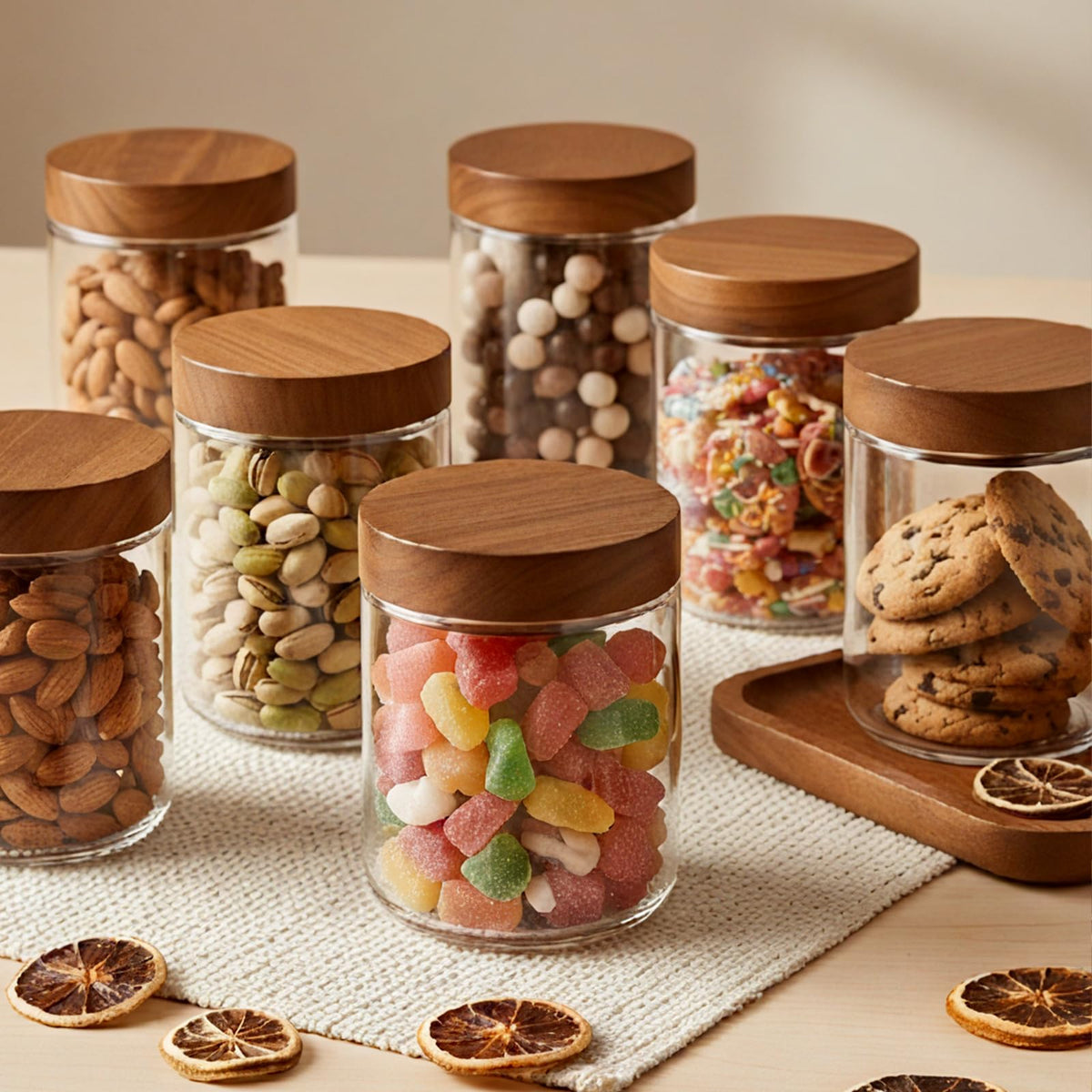 Bumobum glass mason jar wide mouth for easy filling, stacking, and cleanup.