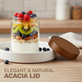 Bumobum storage jar for spices, snacks, and dry goods on the countertop.