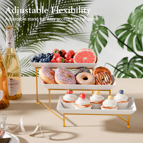 Bumusty 3-tier melamine tray set, rubber feet for non-slip stability.