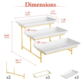 Bumusty 3-tier melamine top plate focus, ideal for cupcakes and pastries.