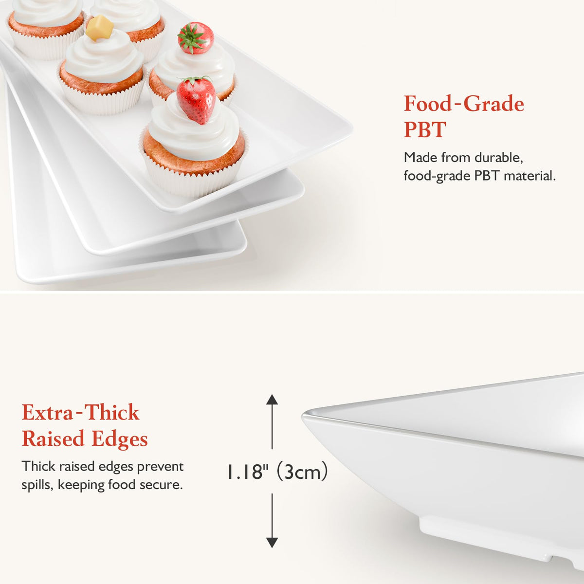 Bumusty 3-tier melamine tray set, trays separated, top plate usable solo.