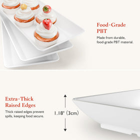 Bumusty 3-tier melamine tray set, trays separated, top plate usable solo.