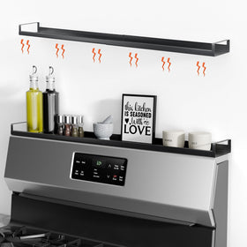 Bumusty 4X strong magnetic oven shelf above the stove keeps spices within reach