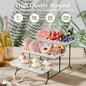 Bumusty black metal display stand supporting a sturdy multi-tier setup