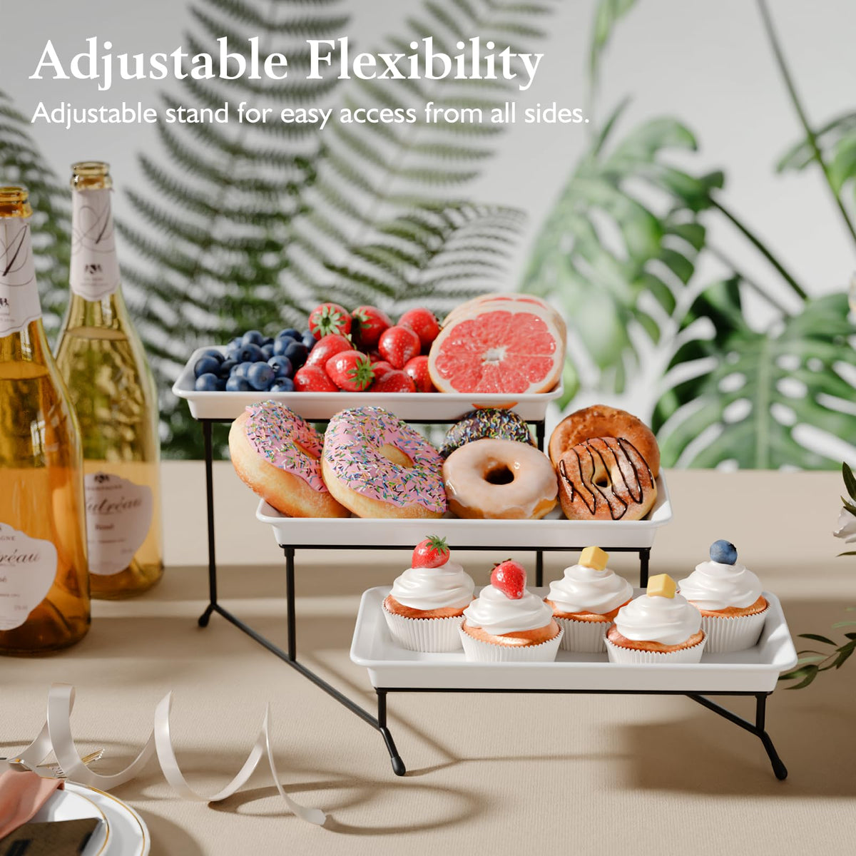 Bumusty easy-clean melamine tray system for quick cleanup after events