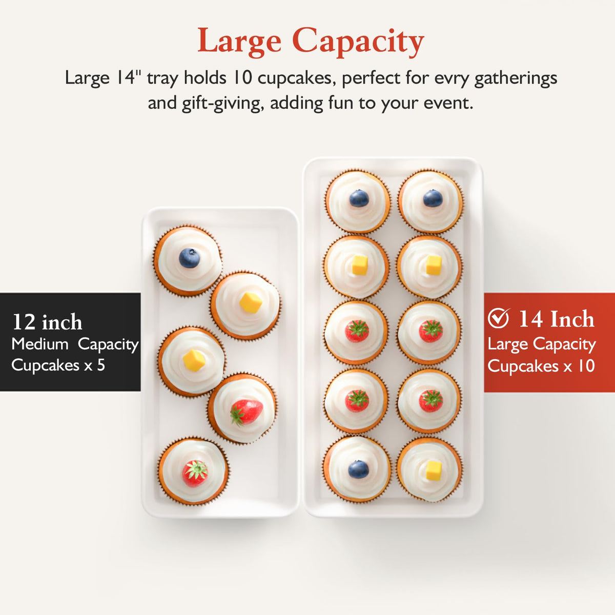 Bumusty tray features non-slip rubber feet for safe display.