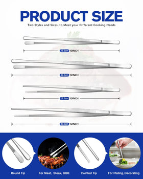 Bundlepro stainless steel tweezers with ribbed handles for slip-free control