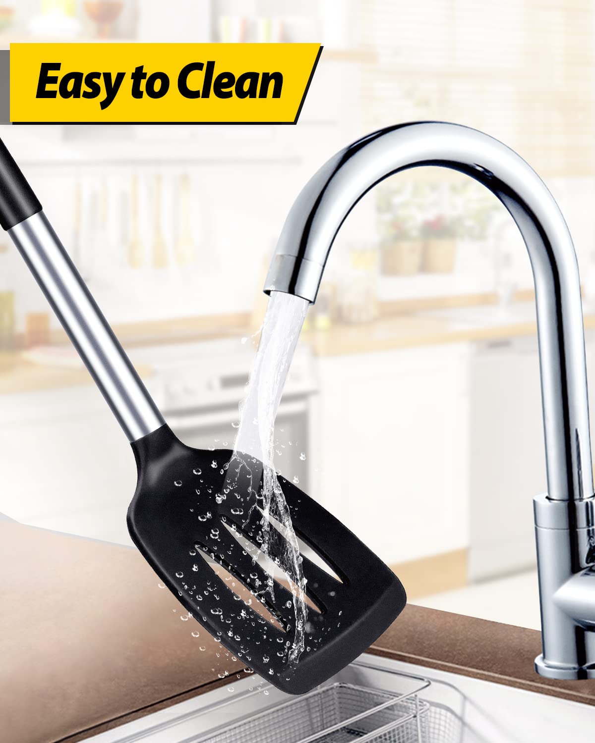 BUNDLEPRO anti-scald silicone handle, stays cool while you stir and turn.