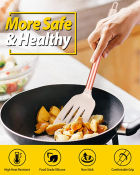 BUNDLEPRO anti-scratch silicone head glides across cookware.