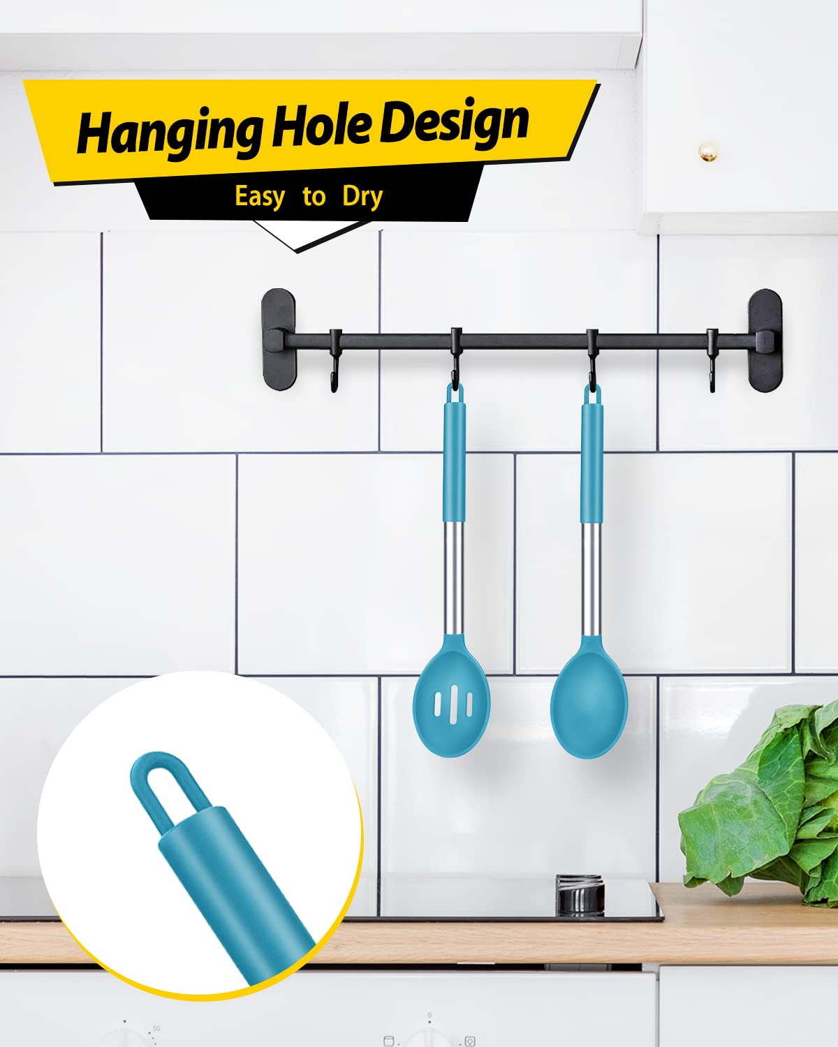 Bundlepro blue silicone head protects cookware from scratches
