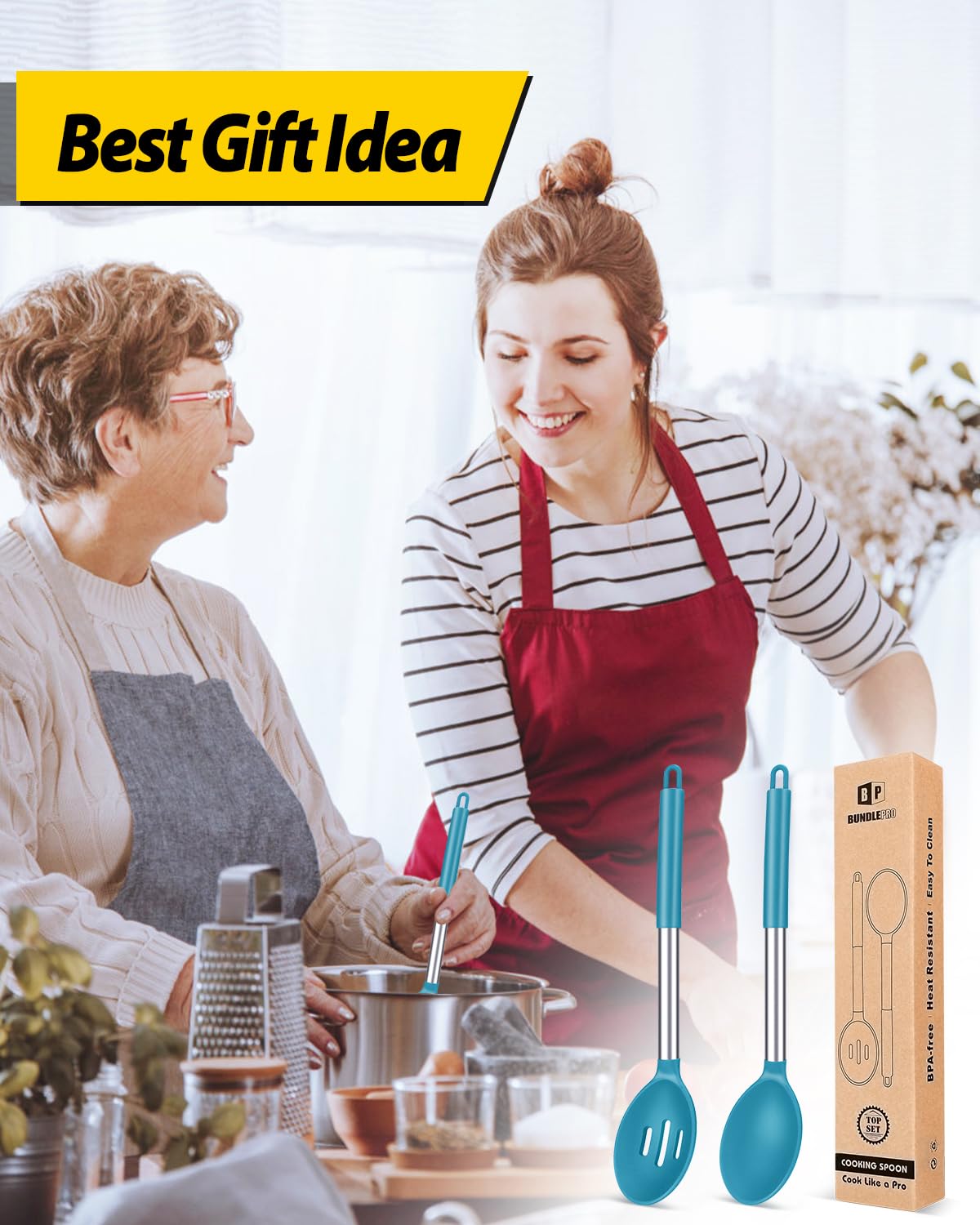 Bundlepro blue non-scratch silicone head for safer cooking