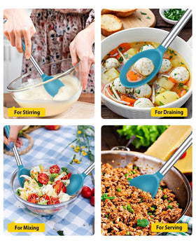 Bundlepro blue spoon with heat-resistant handle stays cool