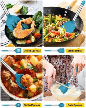 BundlePRO blue slotted spoons drain liquids without scratching cookware