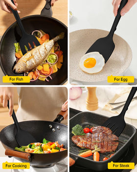 BUNDLEPRO BPA-free spatula in black, food-safe construction protects cookware coatings.