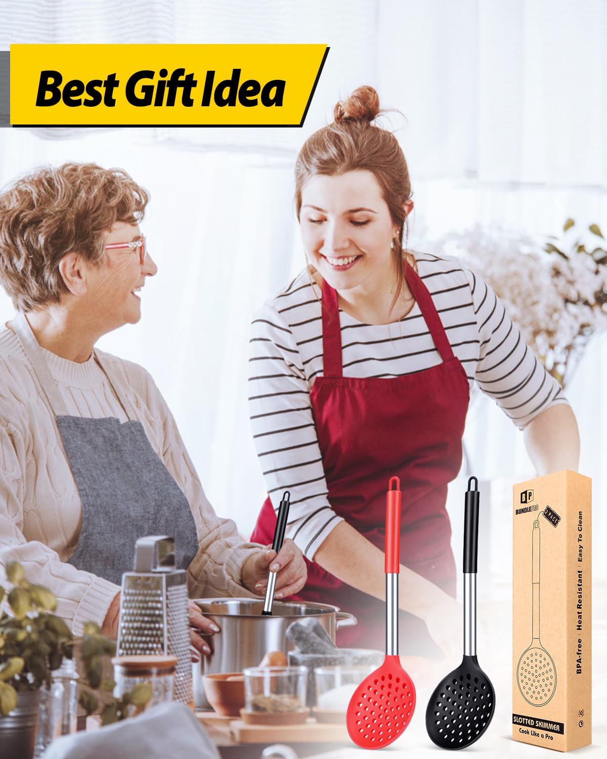 BundlePro versatile tool for draining pasta or frying tasks