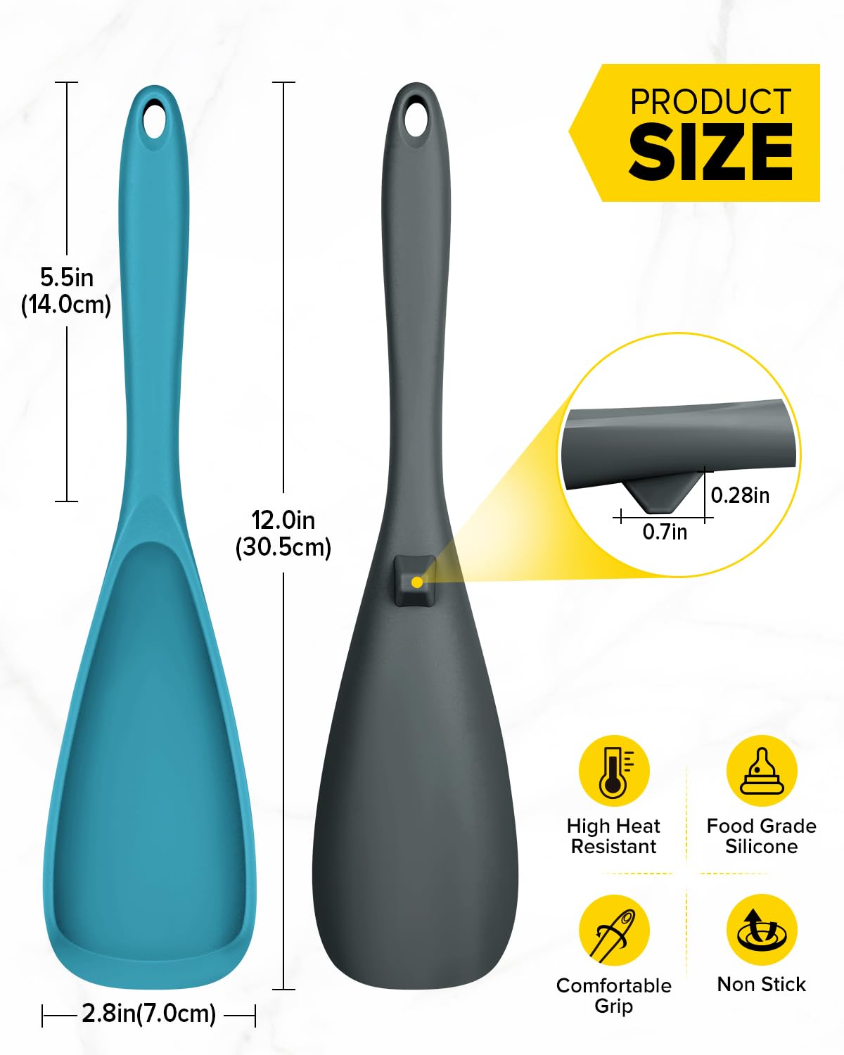 BundlePro gray-blue spatula spoon ideal for scooping from jars and stirring.