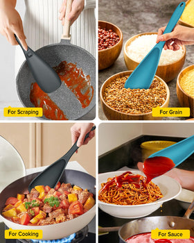 BundlePro gray-blue one-piece spoon heat resistant up to 446°F for cooking.
