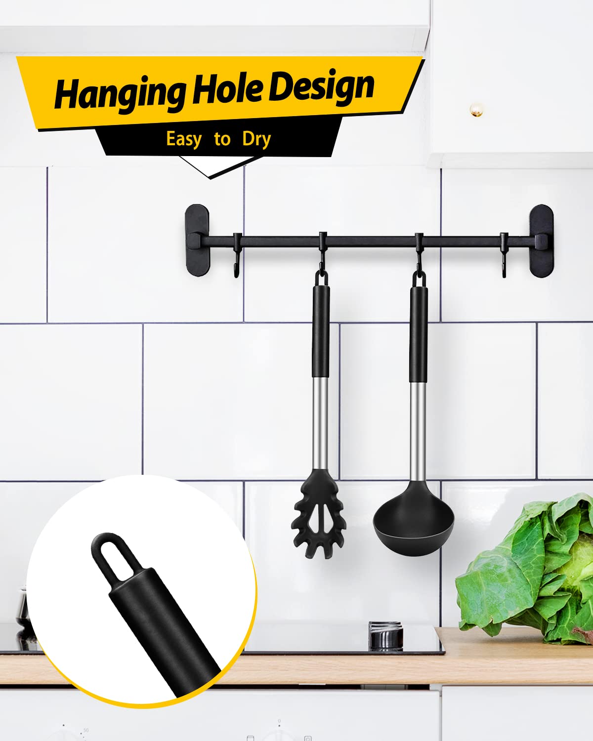 BundlePro hanging hole design enables easy air-drying and storage in black.
