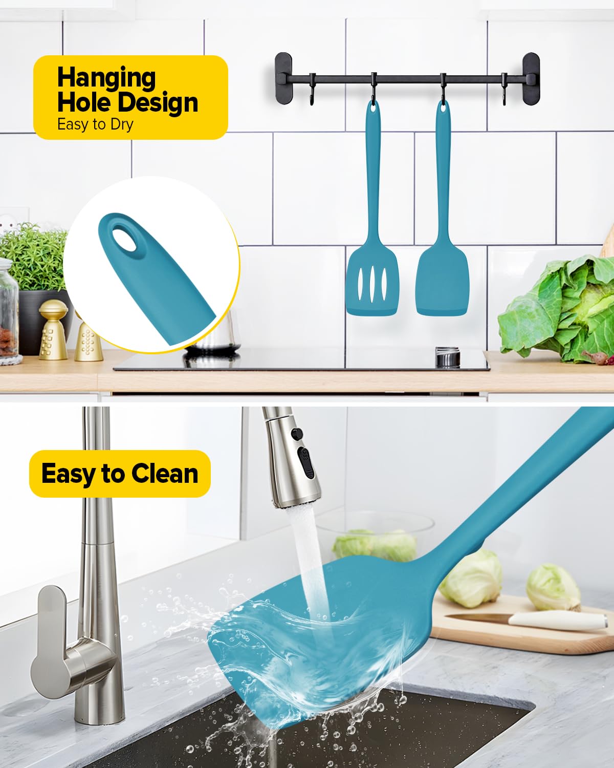 Bundlepro blue spatula with hanging holes for easy drying