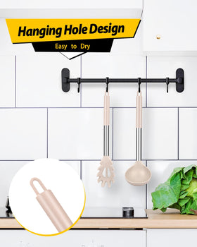 Bundlepro hanging-hole-design keeps utensils dry and ready on the rack.