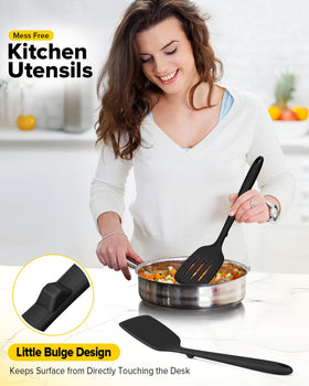 BUNDLEPRO heat-resistant silicone spatula in black, safe up to high temps for searing and sautéing.