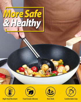 BUNDLEPRO heat-resistant silicone spoons endure high temperatures to protect pots.