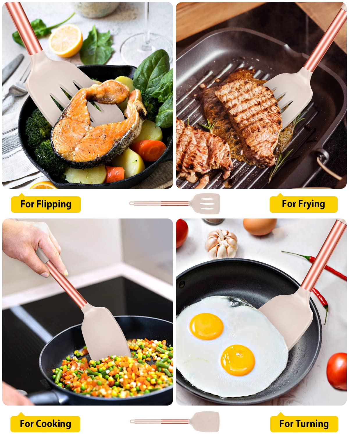 BUNDLEPRO high-heat resistant spatula performs on sizzling pans.