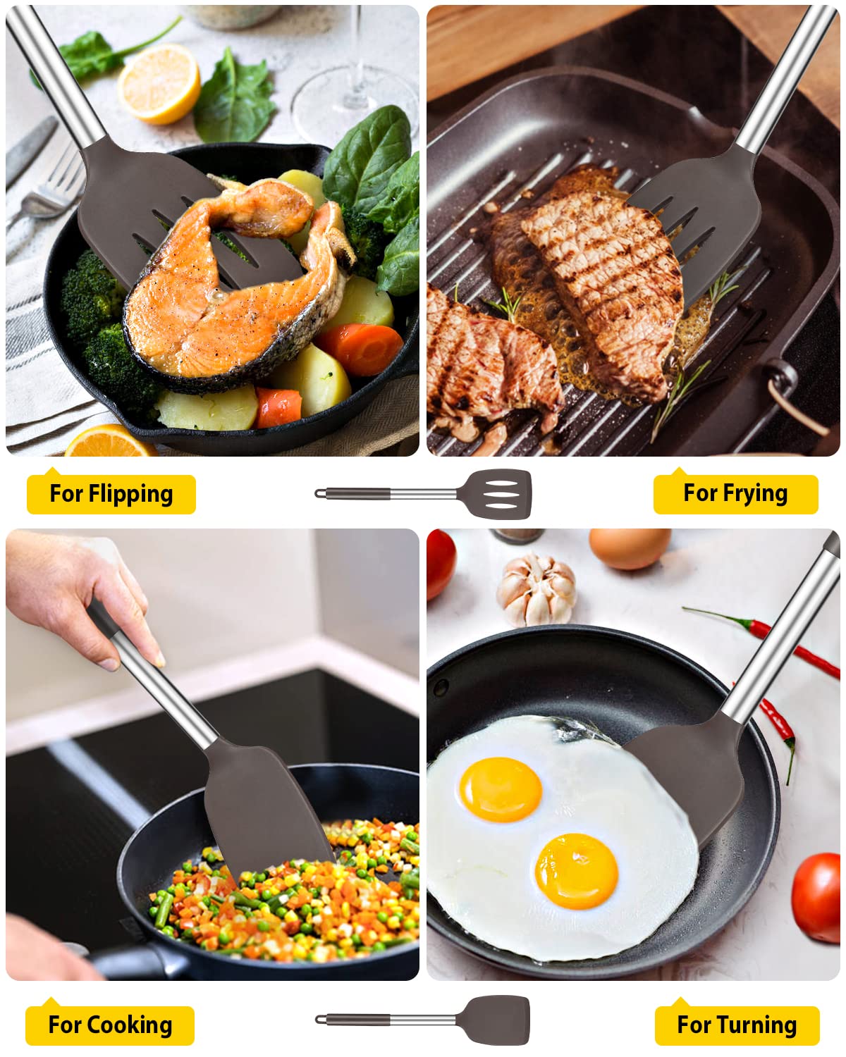 Bundlepro high-heat silicone turner resists melting during cooking.