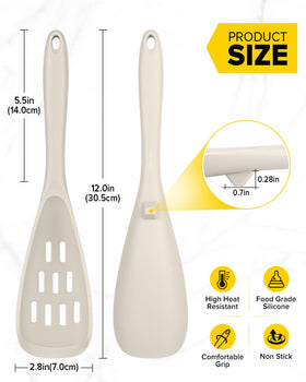 Bundlepro khaki BPA-free silicone spoon ideal for safe contact with foods and healthy cooking.