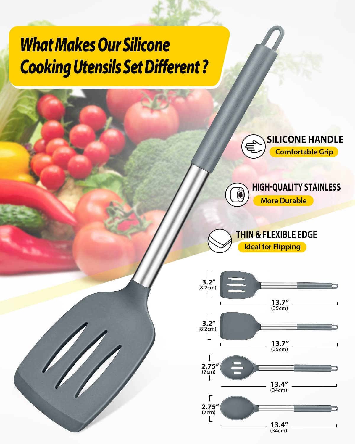 Bundlepro large solid spatulas showing nonstick friendly flipping