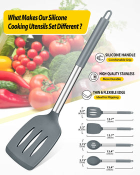 Bundlepro large solid spatulas showing nonstick friendly flipping