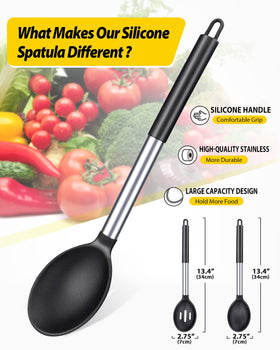 BUNDLEPRO non-stick silicone spoons maximize safe mixing without scratching cookware.