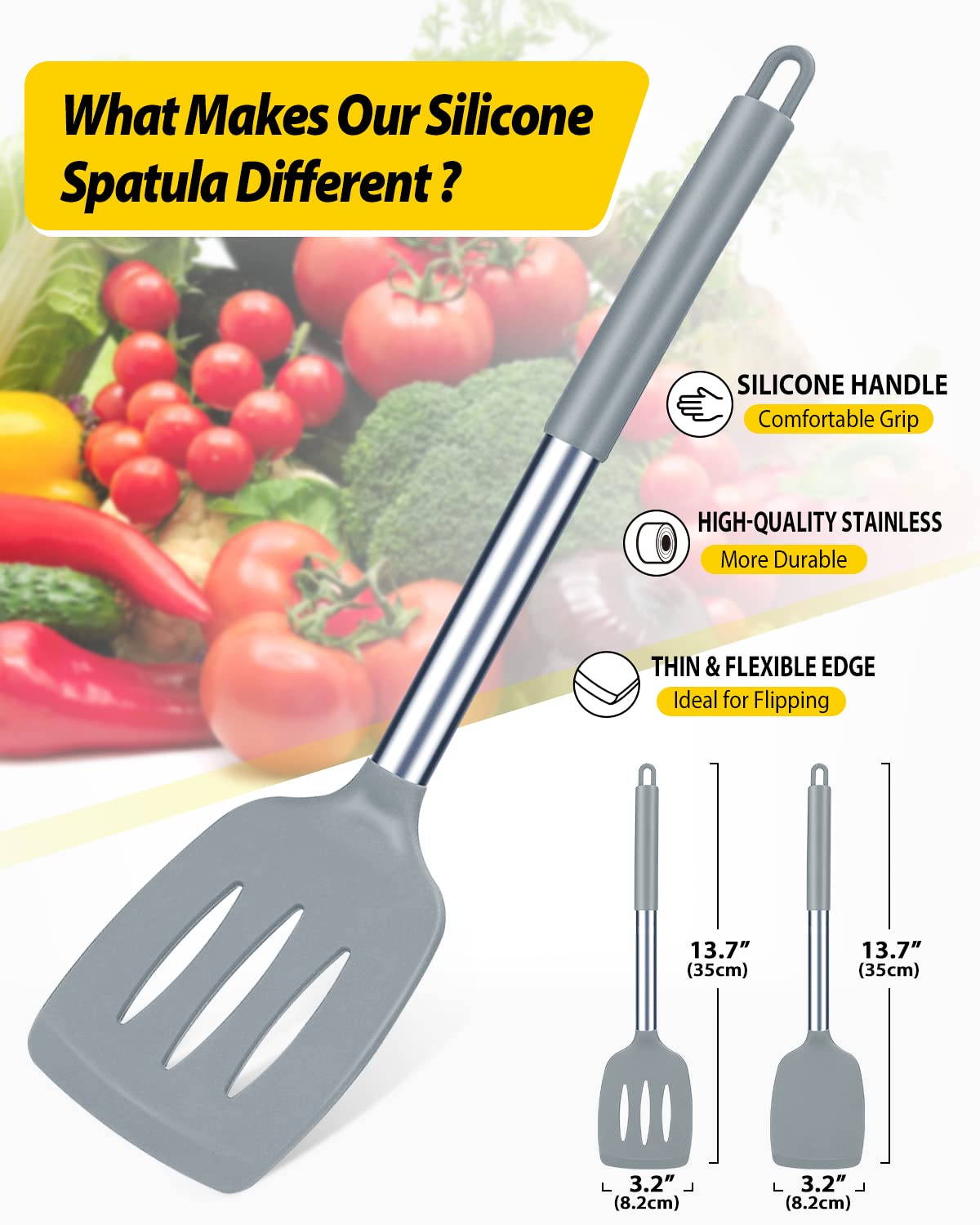 BundlePRO nonstick slotted spatula gray ideal for eggs and pancakes