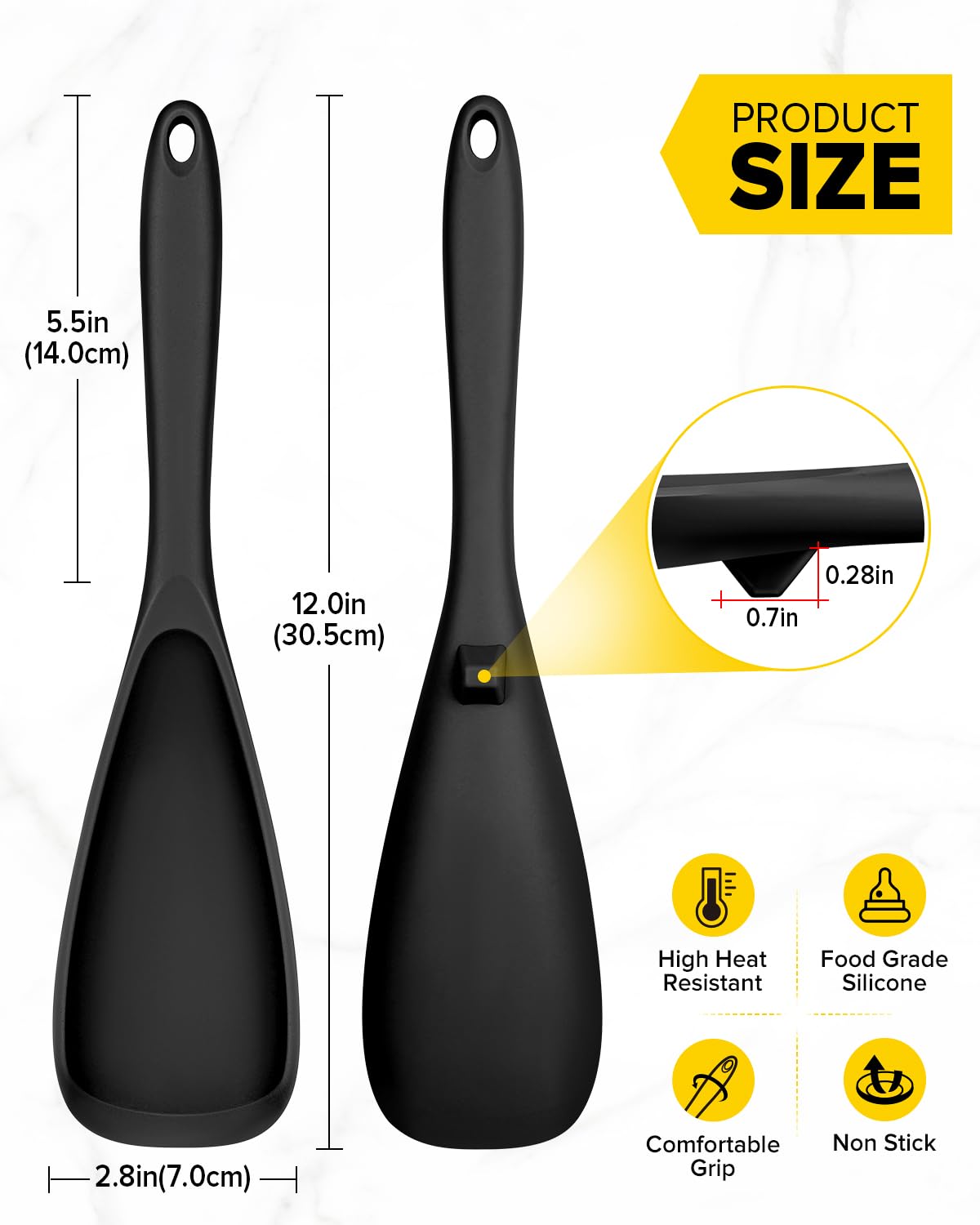 BUNDLEPRO silicone spoon head protects non-stick coatings from scratches.