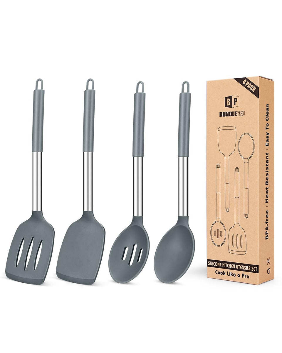 Bundlepro pack4 silicone utensils set for versatile safe cooking