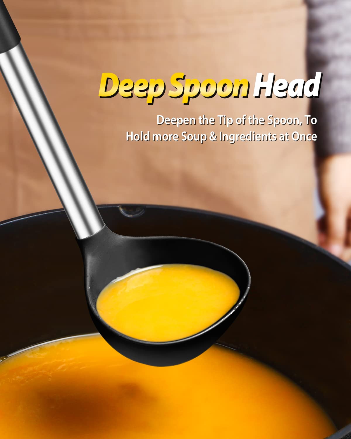 BundlePro pasta fork with sawtooth design for easy noodle pickup in black.