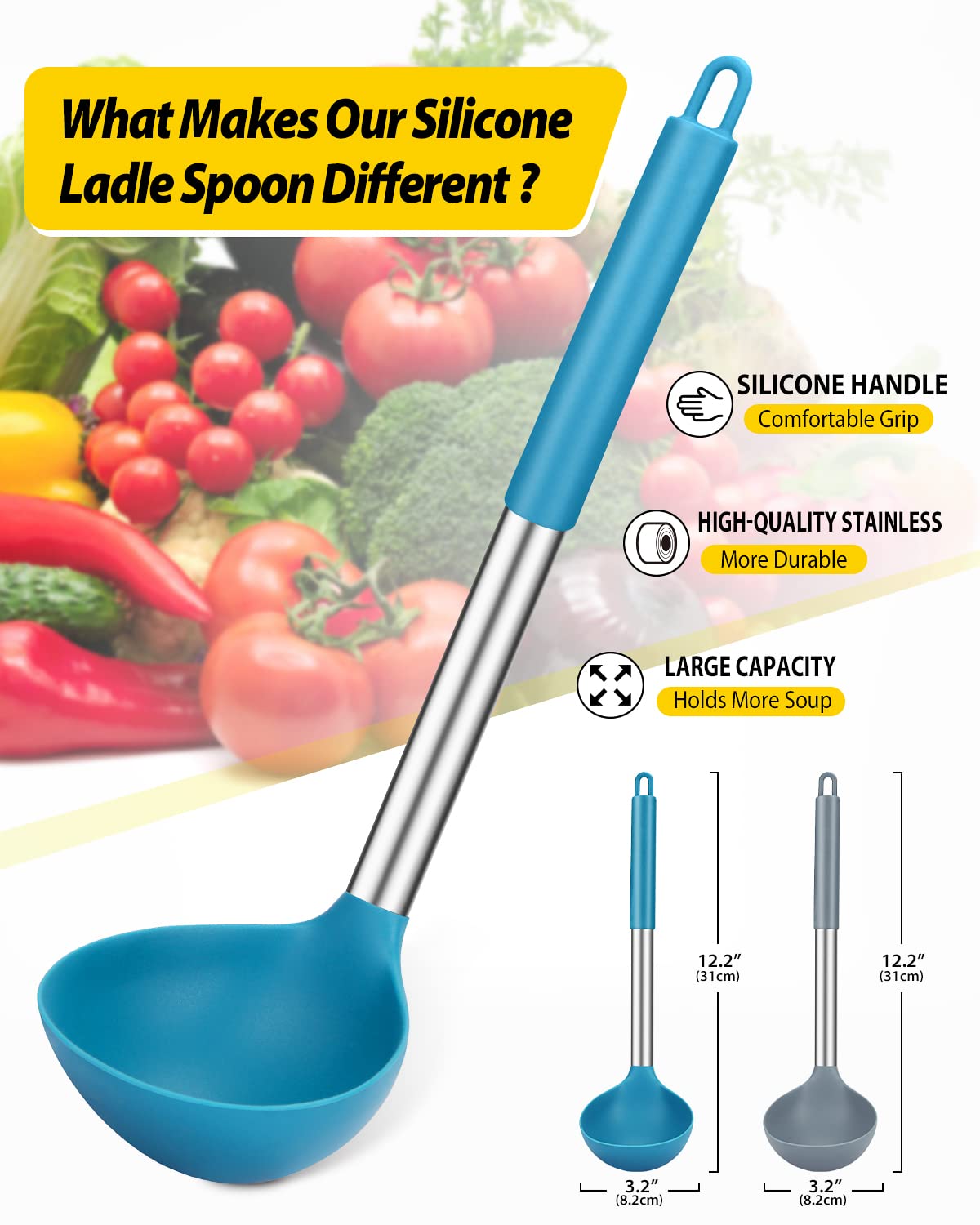 BundlePRO silicone head detail showing heat resistance for safe cooking