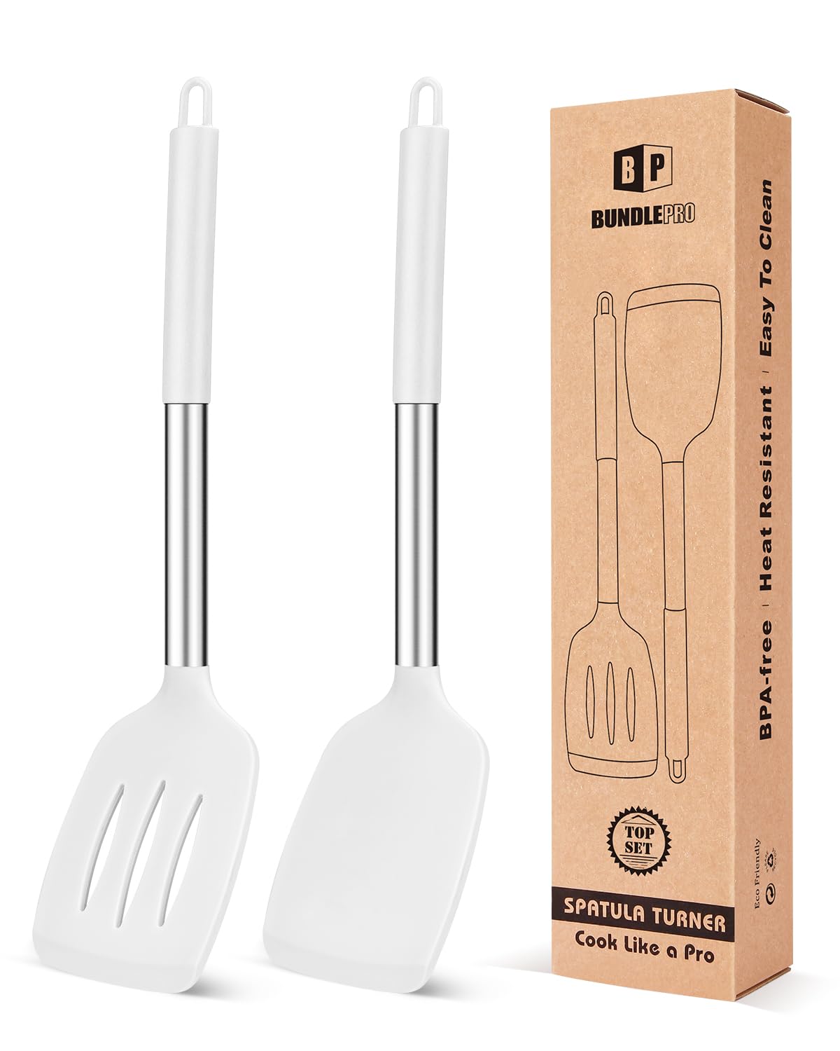 BundlePro silicone solid turner pack-2 white angled for easy flipping