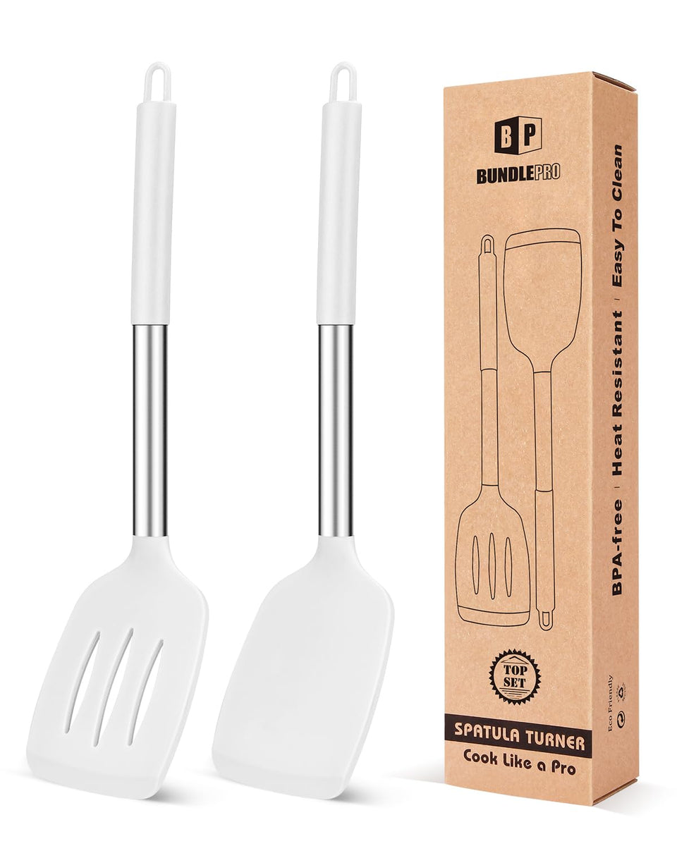 BundlePro silicone solid turner pack-2 white angled for easy flipping