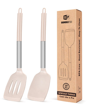Bundlepro silicone solid Turner flips food smoothly without scratching nonstick cookware