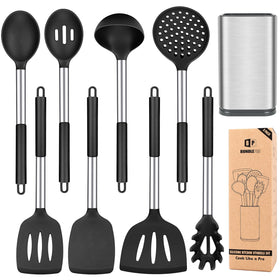 BundlePro silicone spatula-slotted for safe flipping on non-stick pans.
