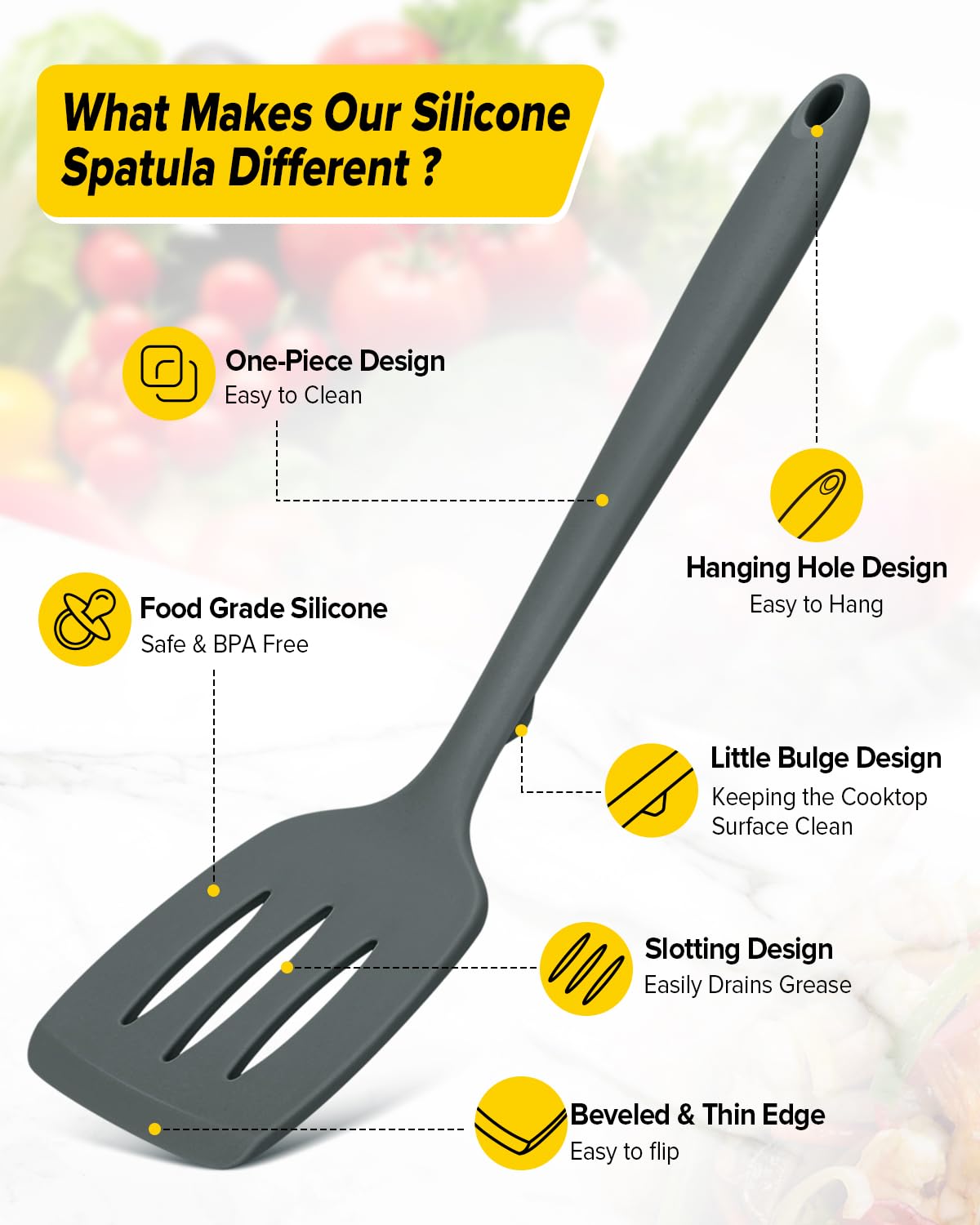 Bundlepro silicone spatula solid protects non-stick surfaces while cooking.