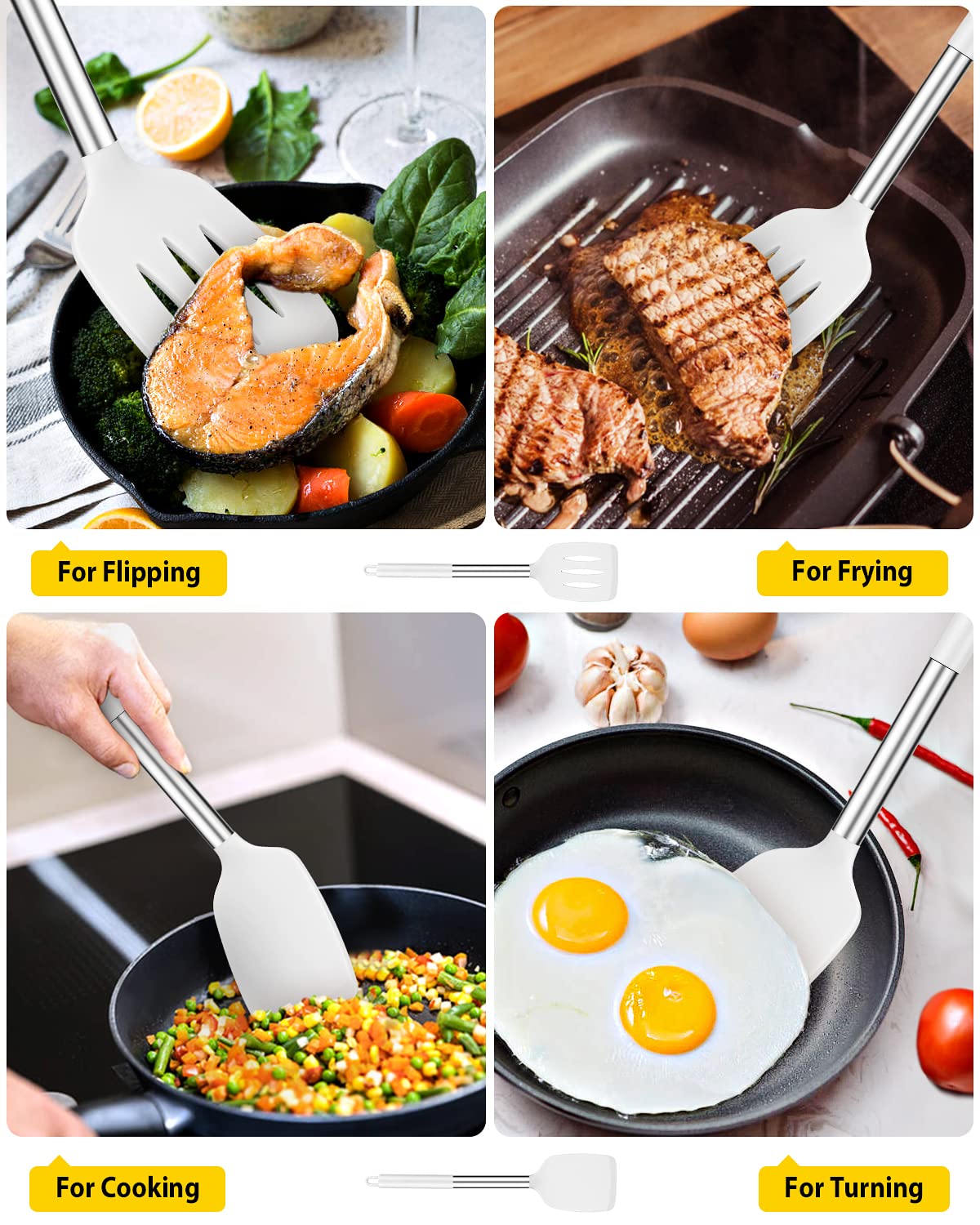 BundlePro silicone turner with heat‑resistant white handle