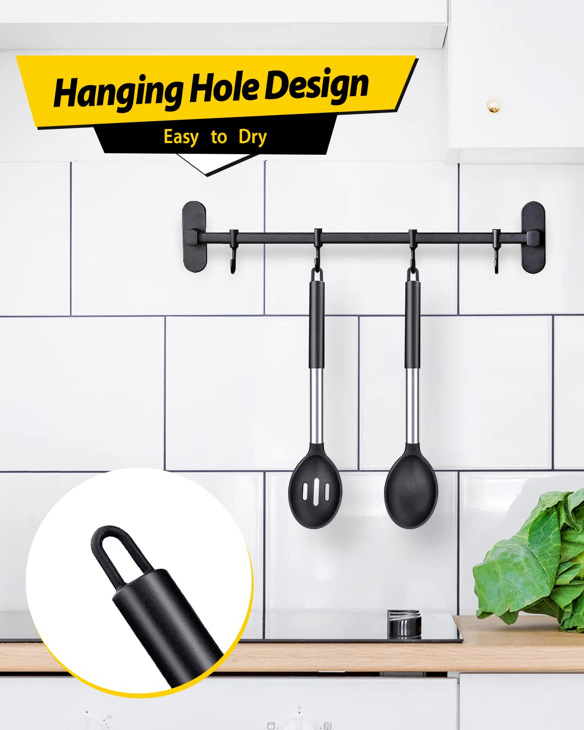 BUNDLEPRO slotted draining spoon quickly removes water from foods.