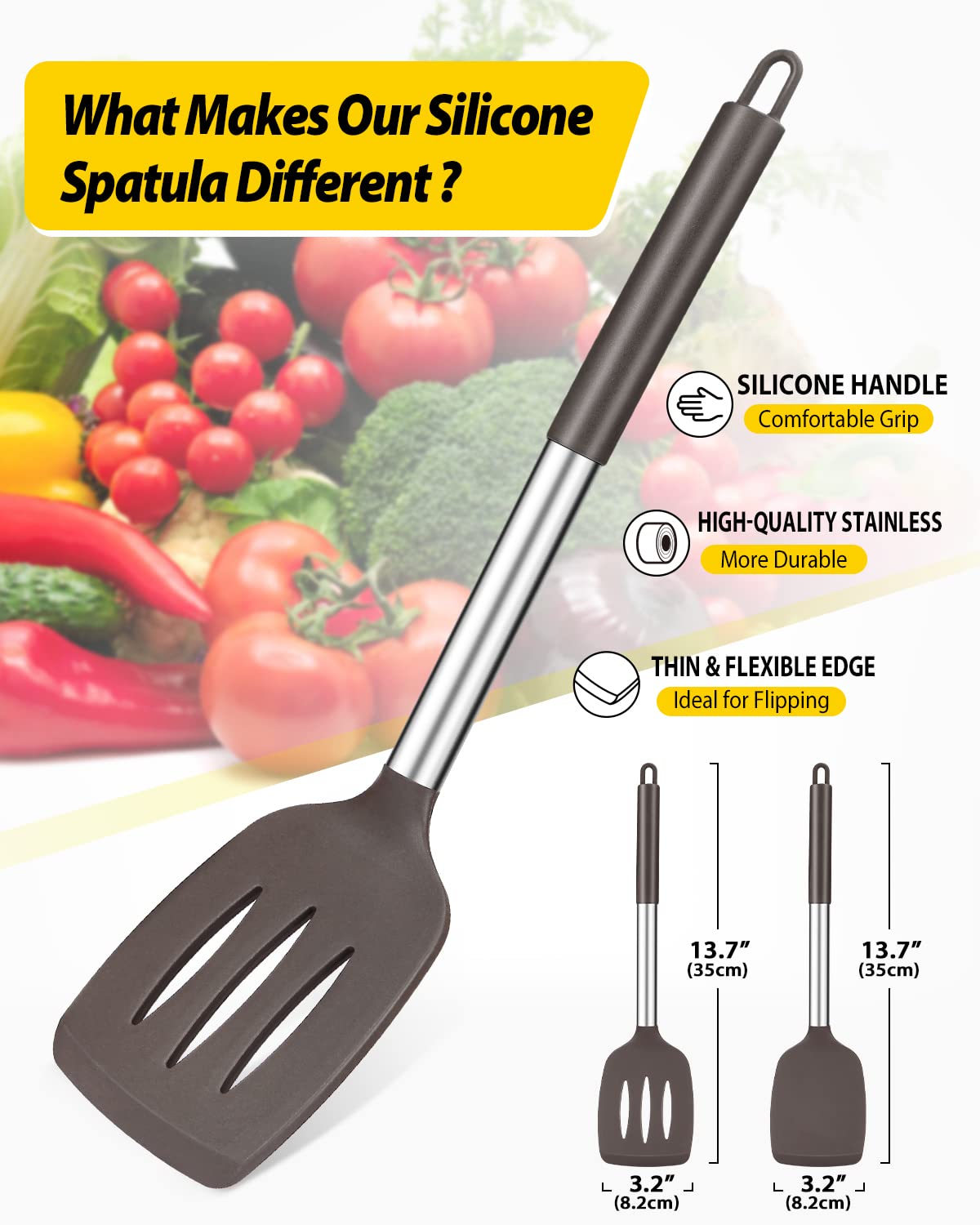 Bundlepro slotted spatula BPA-free, ideal for turning delicate eggs.