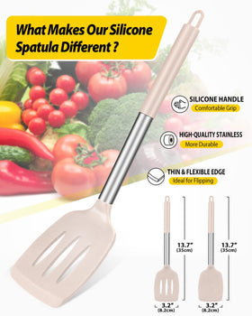 Bundlepro non-stick slotted spatula enables draining excess fat while cooking
